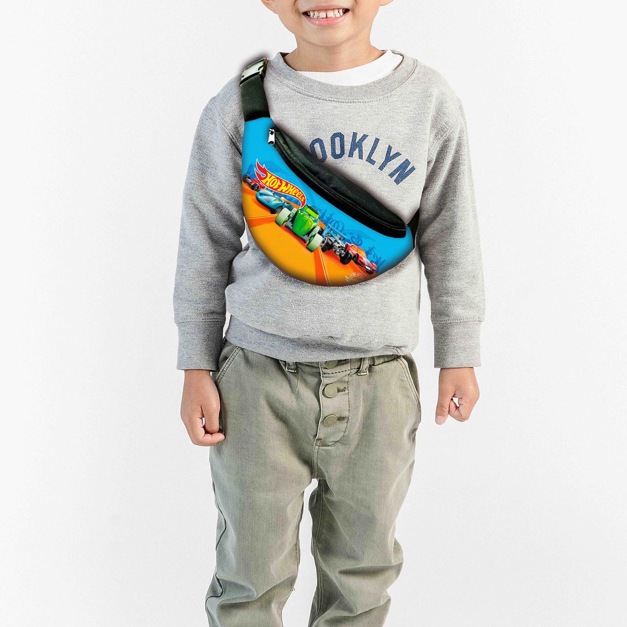 Сумка-бананка дитяча Хот Вілс "Hot Wheels" з принтом, 32х15см, сумка для хлопчика через плече (0258), фото 1