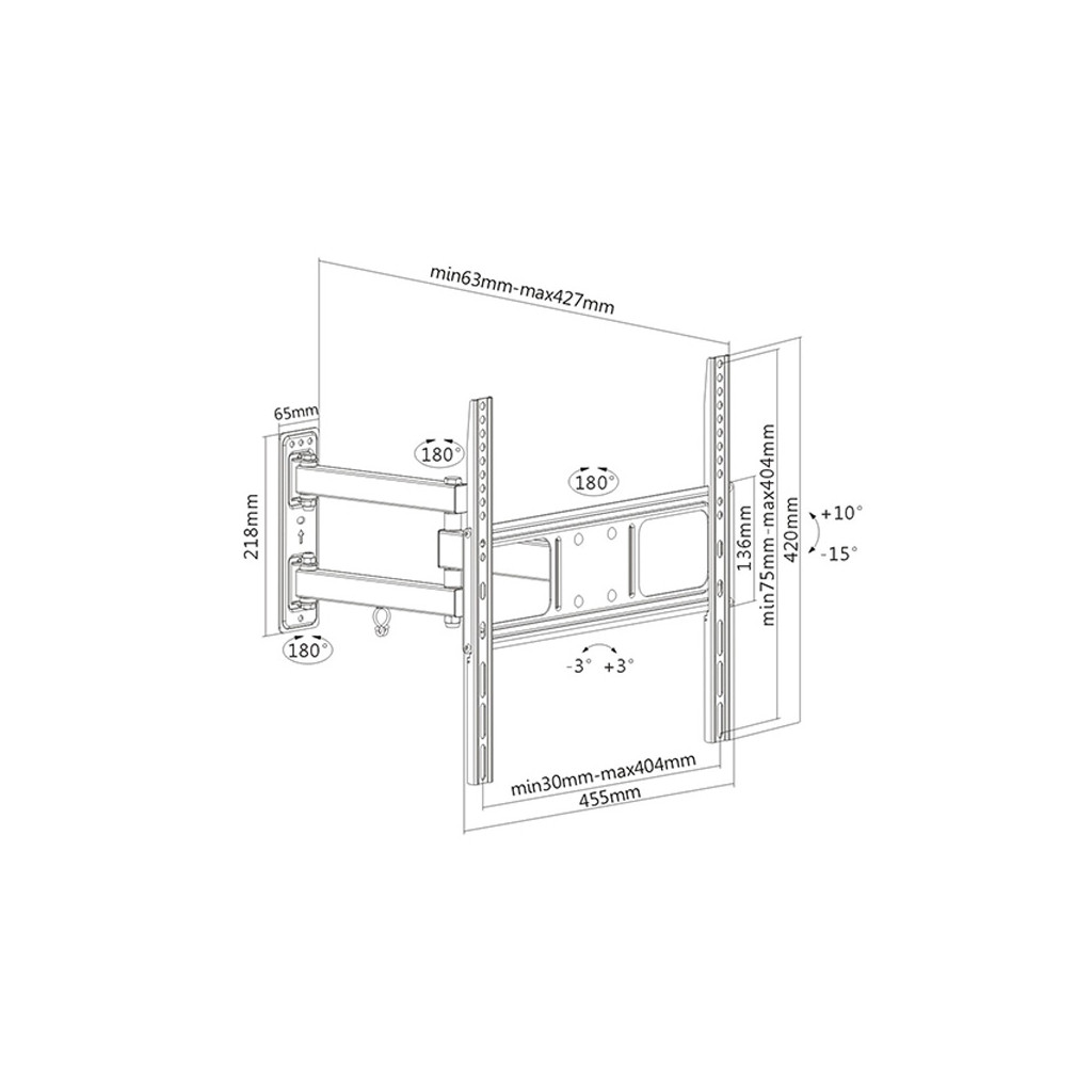 Кріплення для TV поворотно-похиле BRATECK LPA52-443 Black (LPA52-443)