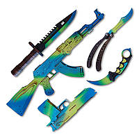 Набор деревянного оружия из CS2 (CS:GO Standoff 2) 5 шт. Синий Градиент