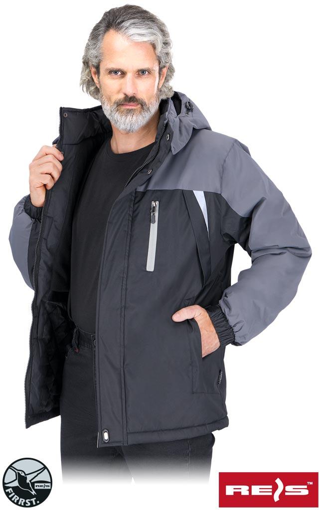 Куртка утеплена чоловічі з ПВХ покриттям чорна сіра зимова REIS Польща OSVALD BS, фото 1