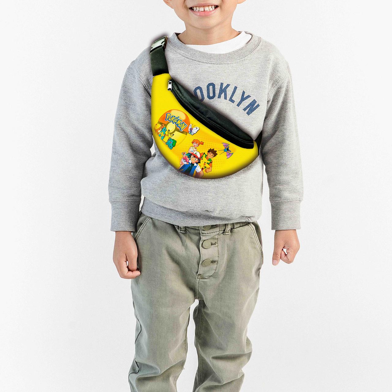 Сумка-бананка дитяча Покемон "Pokеmon з принтом, 32х15см, сумка для хлопчика через плече (0265), фото 1