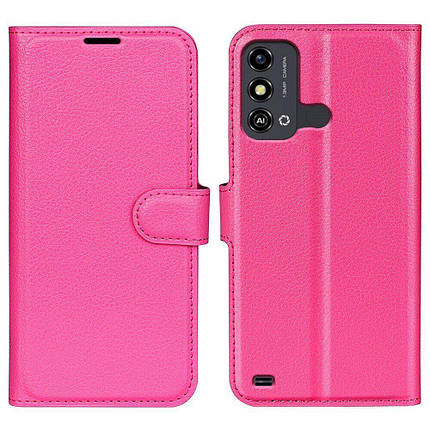 Шкіряний чохол-книжка Lichee для ZTE blade A53 малиновий, фото 1
