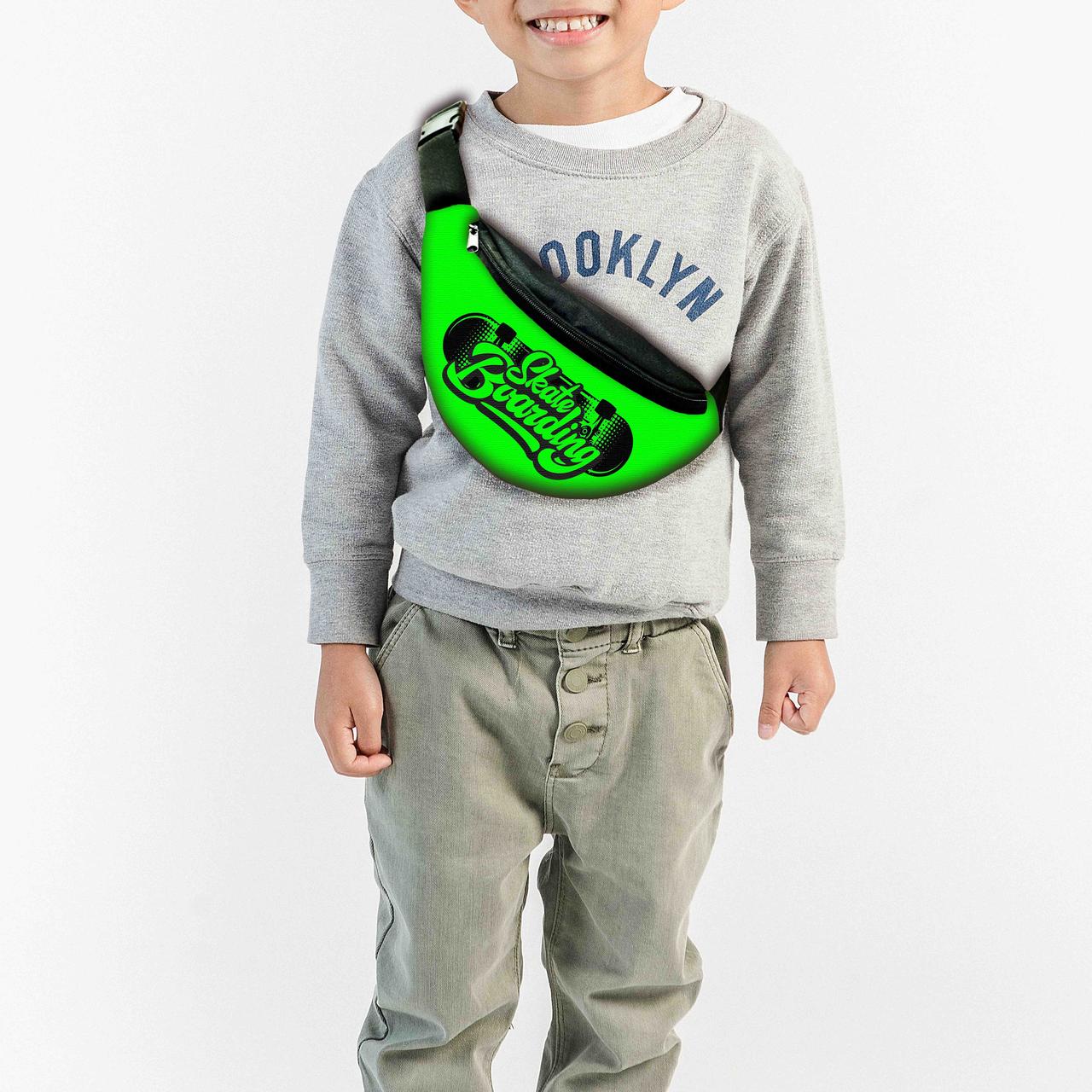 Сумка-бананка дитяча Скейтбординг з принтом ,32х15см,сумка скейтборд для хлопчика через плече (0268), фото 1