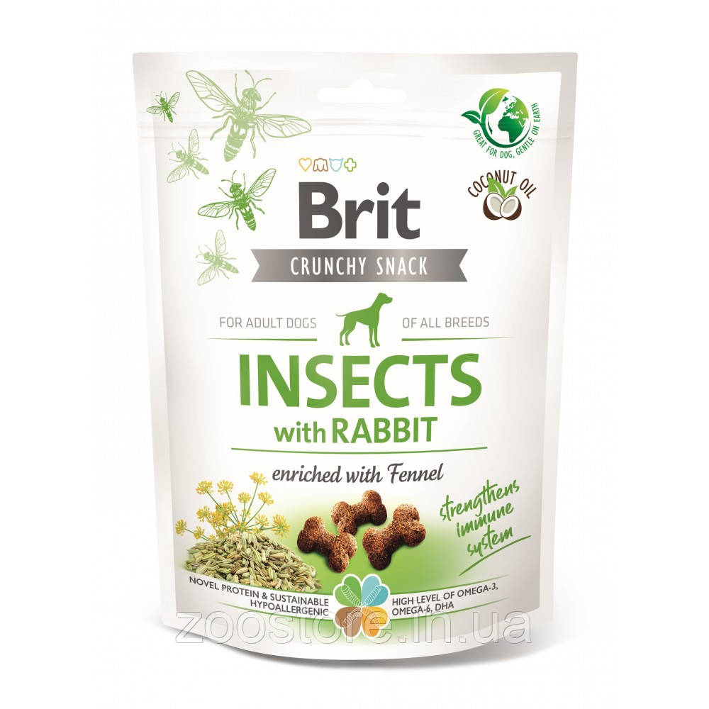Ласощі для собак Brit Care Dog Crunchy Cracker Insects для імунітету, комахи, кролик і фенхель, 200 г