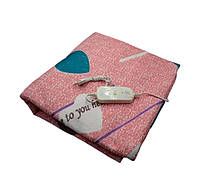 Электропростынь Electric Blanket 7418 150х120 см, розовая с сердечками