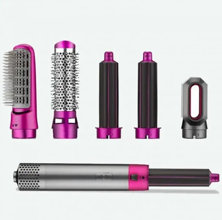 Стайлер для завивання та укладання волосся 5 в 1 Hot Air Styler 7661, сіро-рожевий