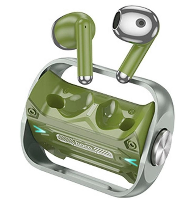 Навушники бездротові ігрові Bluetooth Hoco Trendy EW55 у кейсі, зелені, фото 1
