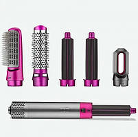 Стайлер для завивання та укладання волосся 5 в 1 Hot Air Styler 7661, сіро-рожевий