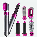 Стайлер для завивання та укладання волосся 5 в 1 Hot Air Styler 7661, сіро-рожевий, фото 3