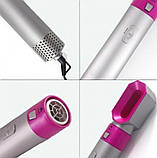 Стайлер для завивання та укладання волосся 5 в 1 Hot Air Styler 7661, сіро-рожевий, фото 5