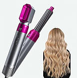 Стайлер для завивання та укладання волосся 5 в 1 Hot Air Styler 7661, сіро-рожевий, фото 7