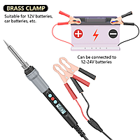 Паяльник 12В с зажимами типа "крокодил" с регулировкой температуры.