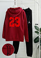 Спортивный костюм зимний Jordan на флисе | комплект теплый с начесом | худи + Брюки бордо