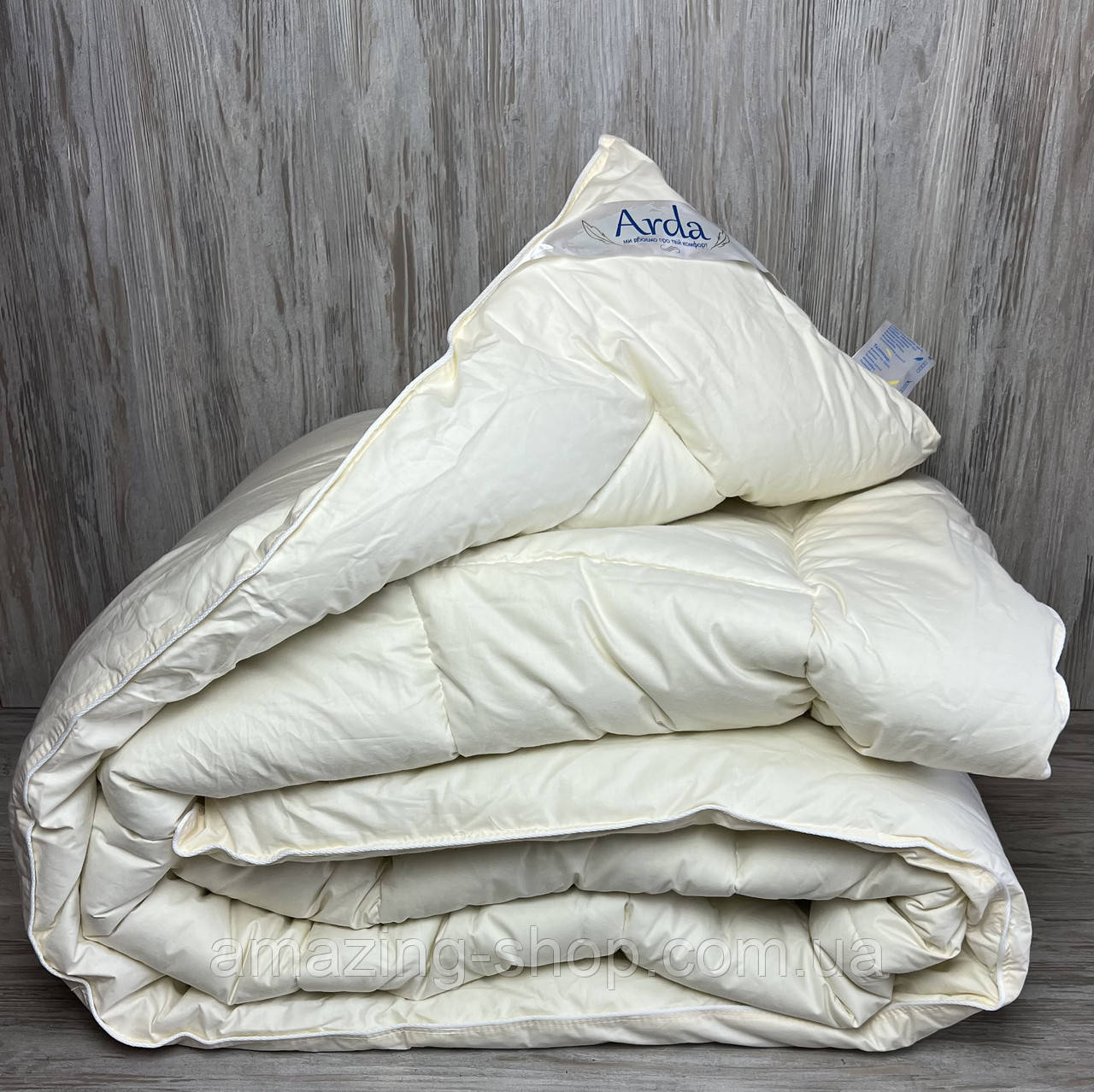 Зимова ковдра. Штучний лебединий пух "АРДА" Розмір півторашній 150*210 см. Чохол - хлопок, фото 1
