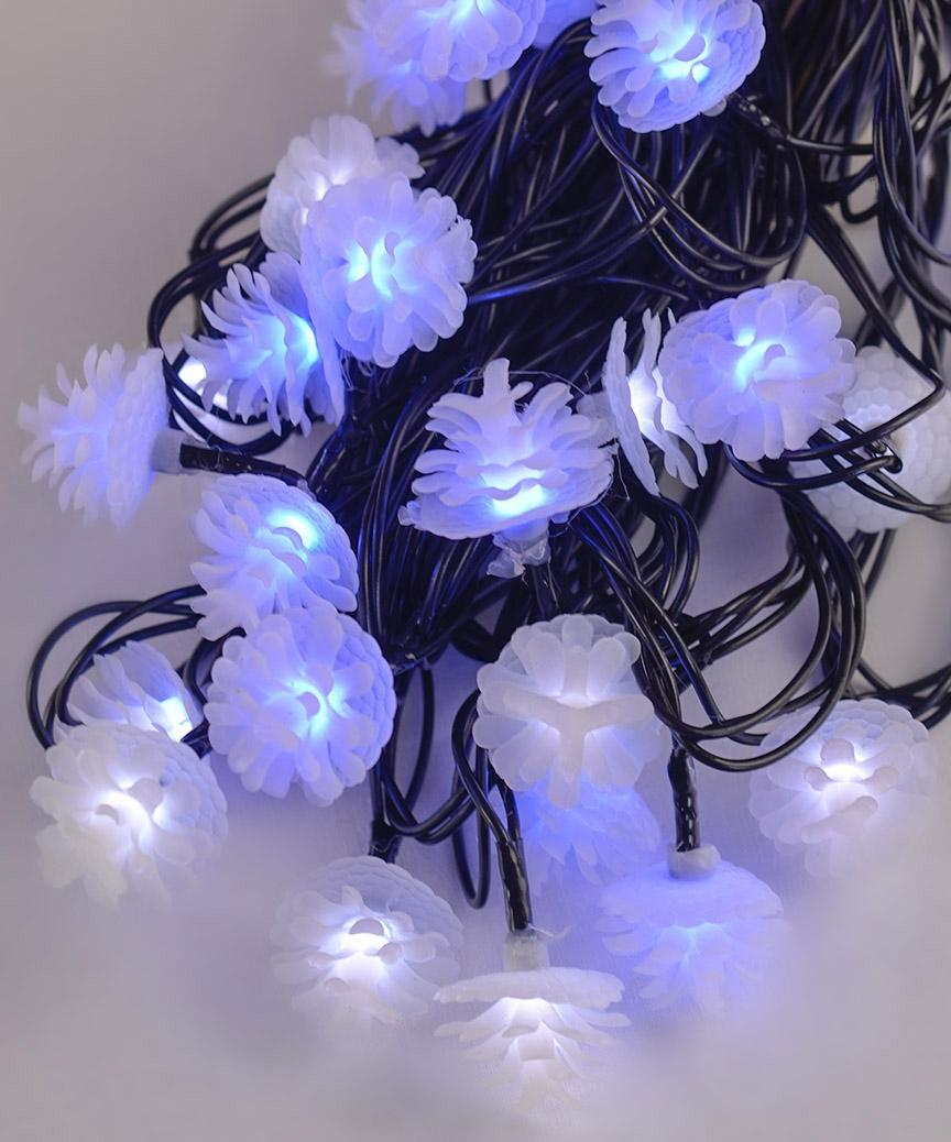 Світлодіодна вулична гірлянда "Шишки" 40 LED, 7 м + перехідник, 220 V, IP44 Синьо-білий