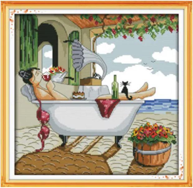 Набір для вишивання за нанесеною на канву схемою "Enjoy lify 3 ". AIDA 14CT printed, 35*35 см