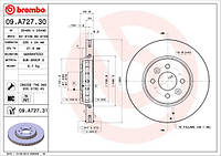 Диск тормозной MITSUBISHI OUTLANDER 2.0-2.4 03- передний (пр-во BREMBO) 09.A738.11