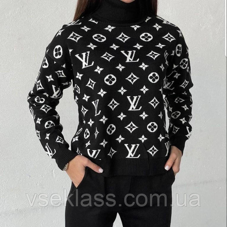 Louis Vuitton вязаный яркий черный женский спортивный костюм стильный ...