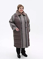 Женское зимнее комбинированное пальто П-1293 VU Тон 111, размеры 54-76
