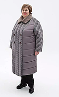 Женское зимнее комбинированное пальто П-1293 Maila/1 Тон 52, размеры 54-76