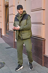 Чоловічий костюм трійка - худи, штани та жилет - чорний