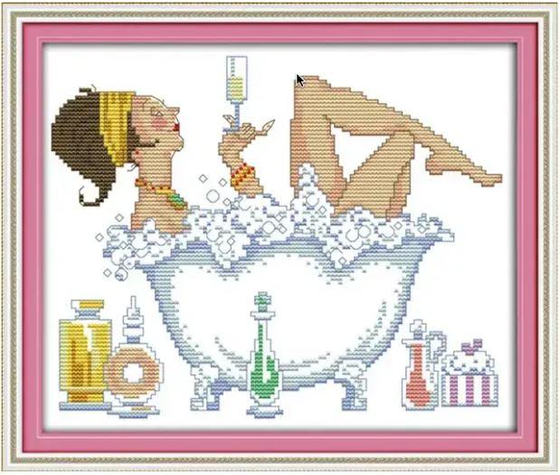 Набір для вишивання за нанесеною на канву схемою "Bathing beauty (2)". AIDA 14CT printed, 29*25 см