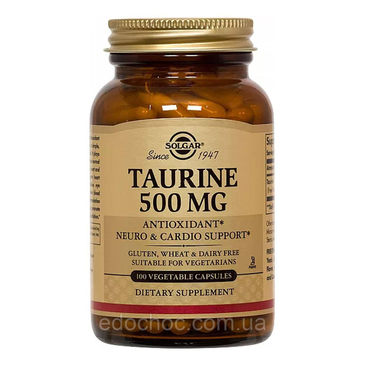 Таурін (Taurine) 500 мг 100 капсул SOL-02701, фото 1