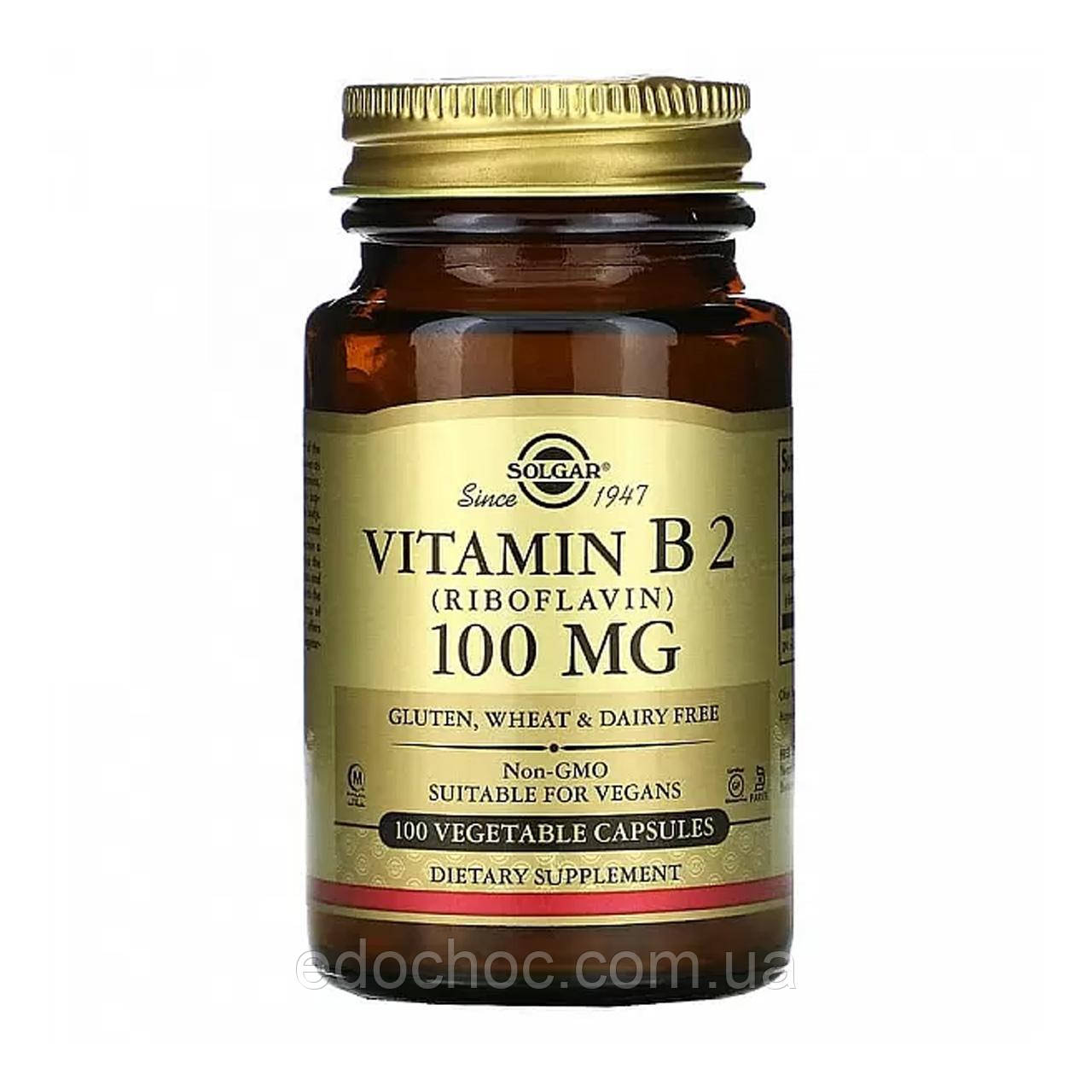 Вітамін B2 (Vitamin B2) 100 мг 100 капсул SOL-03050