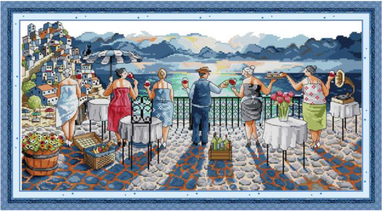 Набір для вишивання за нанесеною на канву схемою "Leisure life 2". AIDA 14CT printed 59*33 см