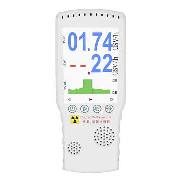 Дозиметр радіації — радіометр лічильник гейгера з великим на акумуляторі Meterk Air-02 LCD Білий (100845)