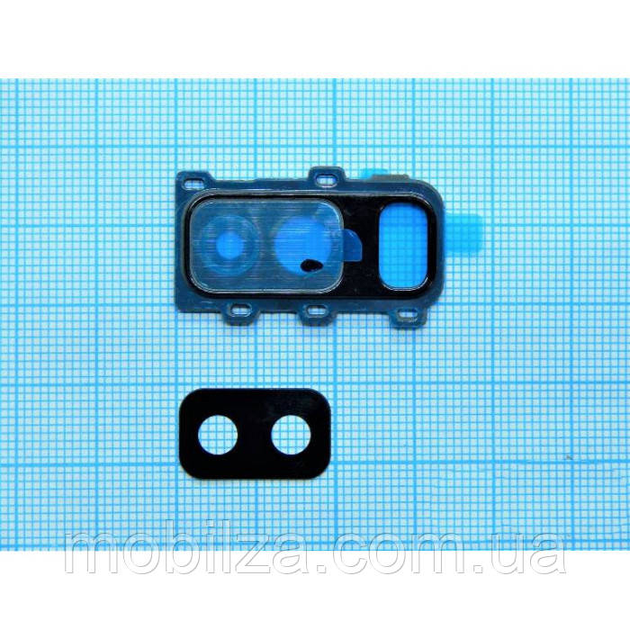 Скло камери для Samsung A6 Plus / A605 з рамкою Black, фото 1