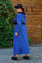 Синій стильний довгий кардиган з ніжної трикотажної в'язки батал з 48 по 70 розмір, фото 3