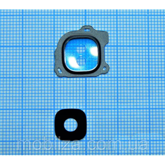 Скло камери для Samsung J600 / J6 з рамкою Black, фото 1