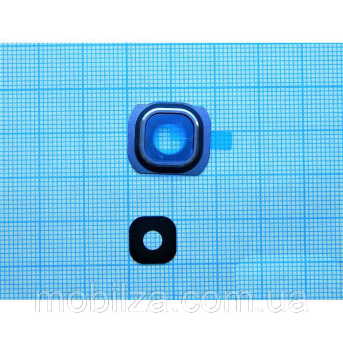 Скло камери для Samsung S6 / G920 з рамкою Blue, фото 1