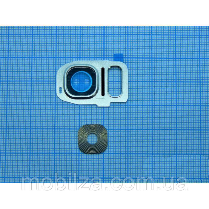 Скло камери для Samsung S7 / G930 / G935 / S7 Edge з рамкою Silver, фото 1