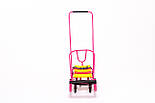 Санки на колесах Патріот-2 рожеві з жовто-червоними рейками, фото 3
