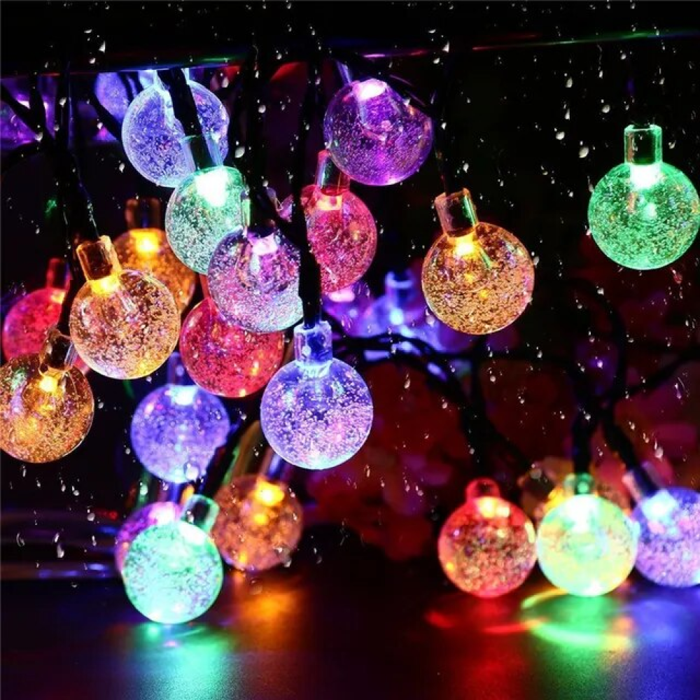 Світлодіодна вулична гірлянда "Кульки прозорі" 40 LED, 8м + перехідник, 220V, IP44 Мультиколор