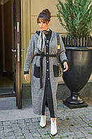 Сірий стильний кардиган з ніжної трикотажної в'язки на гудзиках батал з 48 по 70 розмір