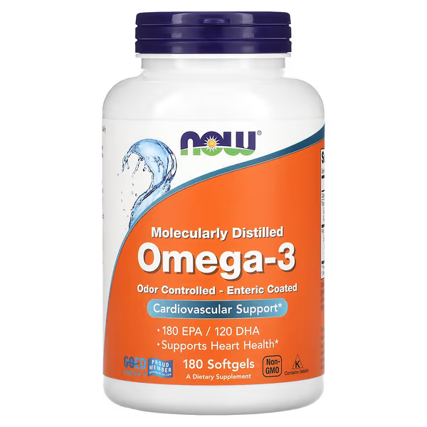 Омега 3, Omega 3 (180 ЕПК/120 ДГК) 180 капсул, Now Foods