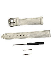 (Укр) Ремінець для годинника універсальний Genuine Leather Croco 18мм- білий