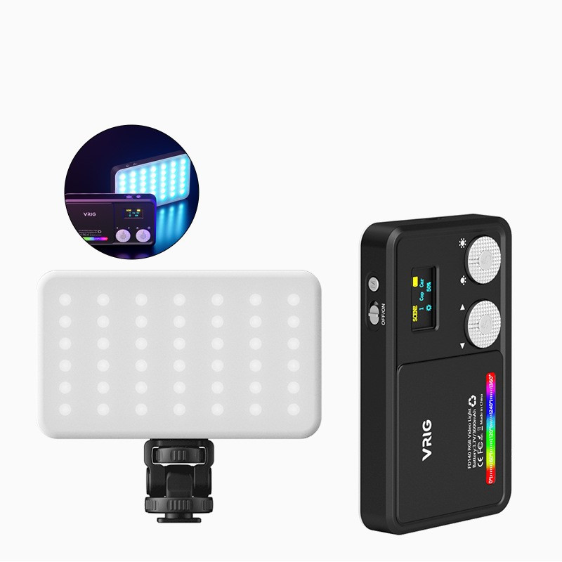 Cтудійна LED лампа FD140, 2500-9000K, 10-дюймова лампа для камер, RGB світло з акумулятором 3600 mАh