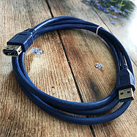 (Укр) USB кабель (подовжувач) AM/AF (USB 3.0) (1.5m)- синій