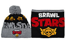 Комплект Flexfit шапка з помпоном і снуд Brawl Stars Світло-сірий (F-0918-435), фото 4