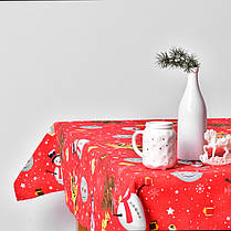 Скатертина 170х260 см новорічна святкова з пляма і водовідштовхувальним просоченням IDEIA бавовна червона, фото 2