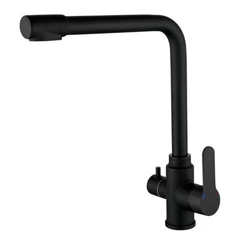 Змішувач для кухні Zerix DAX-021 Black з вих. для питної води (неірж. сталь) (ZX4825), фото 1