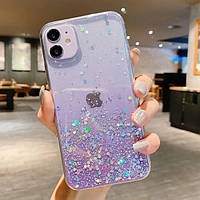 Силіконовий чохол із блискітками для Apple iPhone 13 Pro Gradient Purple