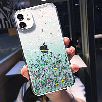 Силіконовий чохол із блискітками для Apple iPhone 14 Pro Max Gradient Green