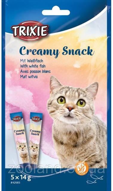 TR42683 Creamy Snack White Fish ласощі у формі крему для кішок, 5 шт./14г