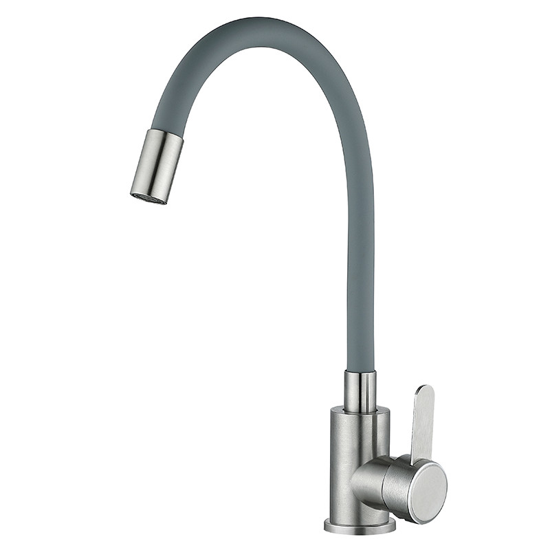 Змішувач для кухні MIXXUS FAN-011 REFL.GRAY з сил.зливом із неірж. ст. SUS304 (кв. сірий) (MI6106)