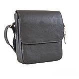 Чоловіча сумка через плече GS 23*20*7 см шкіряна флотар коричнева, фото 2